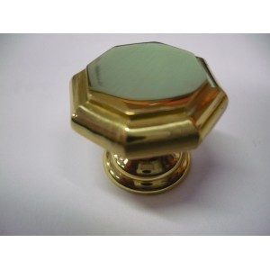 bouton octogonal, laiton massif poli doré Ø 27 mm avec vis 3297866228175