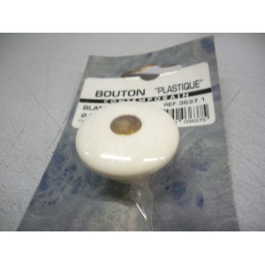 bouton en plastique blanc Ø 34 mm perçage 4.5 pour meuble tiroir + vis 3274590036375