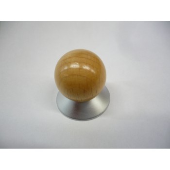 bouton boule hêtre verni Ø 25 support mat chromé insert métal  pour meubles tiroir 3297867532172