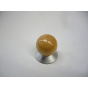 bouton boule hêtre verni Ø 25 support mat chromé insert métal  pour meubles tiroir 3297867532172