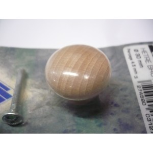 bouton bois hêtre brut  Ø 30 perçage 4.5 mm insert métal  pour meubles tiroir 3274590031271