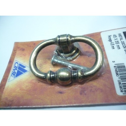 poignée anneau métal décor bronze 45 x 55 mm pour meuble et tiroir 3274590060202