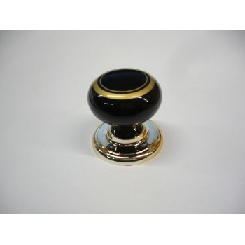 bouton noir liseré doré socle doré Ø 35 mm pour meuble et tiroir 3297869912088