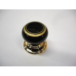 bouton noir liseré doré socle doré Ø 35 mm pour meuble et tiroir 3297869912088