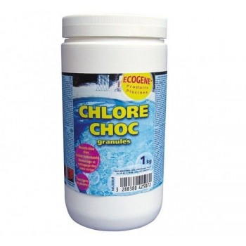 Chlore choc en granulés 1Kg pour la désinfection de piscine et contre les algues ECOGENE 3288380425072