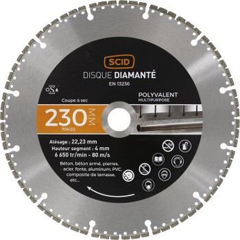 Disque diamanté polyvalent expert ° 230 mm tous matériaux SCID 3493427041225