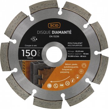 Disque diamanté polyvalent professionnel ° 150 mm tous matériaux SCID 3493427041256