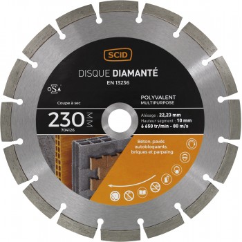 Disque diamanté polyvalent professionnel ° 230 mm tous matériaux SCID 3493427041263