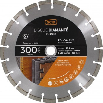 Disque diamanté polyvalent professionnel ° 300 mm tous matériaux SCID 3493427041270