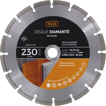 Disque diamanté polyvalent pro ° 230 mm segment 7mm tous matériaux SCID 3493427041317