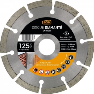 Disque diamanté polyvalent matériaux ° 125 mm segment 7mm SCID 3493427041331