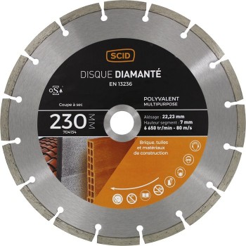 Disque diamanté polyvalent matériaux °230mm segment 7mm SCID 3493427041348