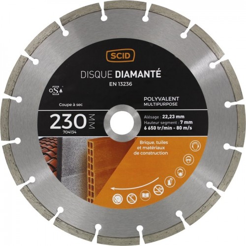 Disque diamanté polyvalent matériaux ° 230 mm segment 7mm SCID 3493427041348