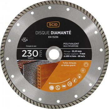 Disque diamanté polyvalent crénélé ° 230 mm segment 7mm matériaux SCID 3493427041379