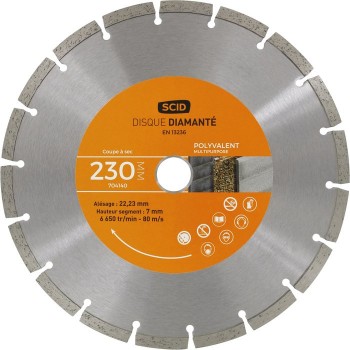 Disque diamanté EN13236 ° 230 mm segment 7 mm tous matériaux béton pierre brique SCID 3493427041409