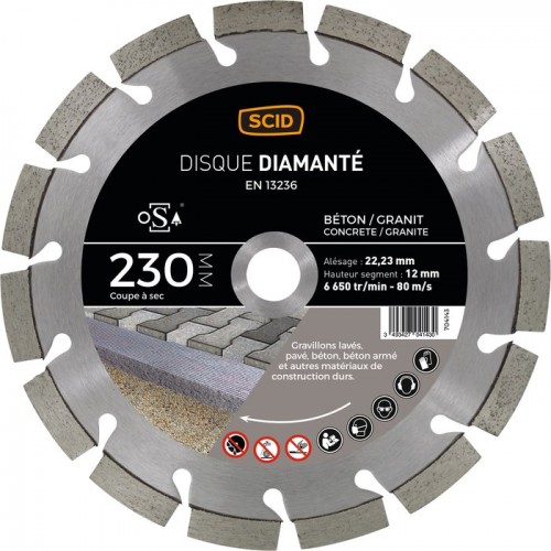 Disque diamanté pro ° 125 mm segment 12mm béton granit pierre SCID 3493427041430