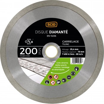 Disque diamanté carreleur pro ° 200 mm carrelage céramique marbre grès cérame SCID 3493427041850