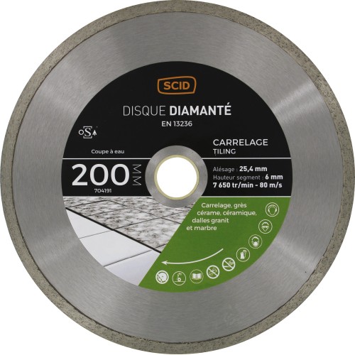 Disque diamanté carreleur ° 200 mm carrelage céramique marbre grès cérame SCID 3493427041911
