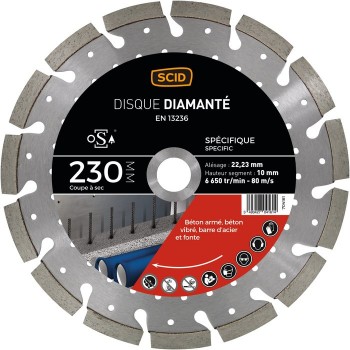Disque diamanté ventilé ° 230 mm coupe matériaux béton métal SCID 3493427041614