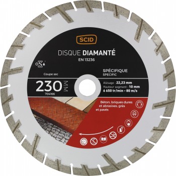 Disque diamanté °230mm spécial matériaux durs et abrasifs SCID 3493427041669