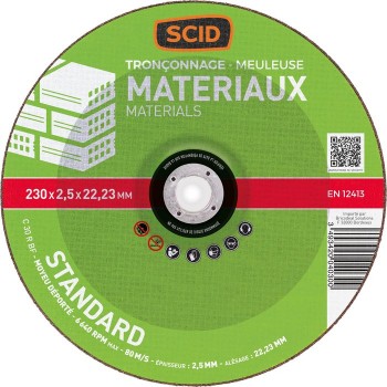 Lot 5 disque à tronçonner matériaux ° 230 mm SCID 3493420040317