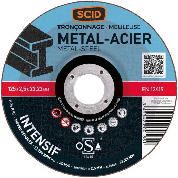 Disque à tronçonner ° 125 mm acier métal métaux usage fréquent SCID 3493420001851