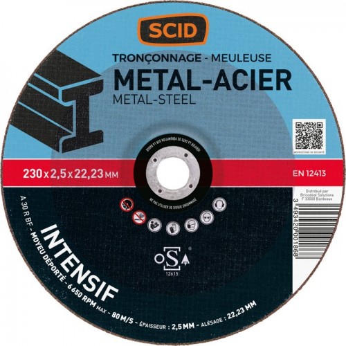 Disque à tronçonner ° 230 mm acier métal métaux usage fréquent SCID 3493420001868