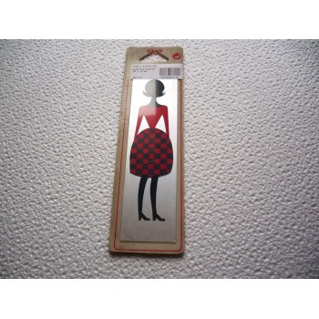 plaque autocollante symbole figurine DAME en rouge 204 x 50 mm aluminium anodisé 3297868377116