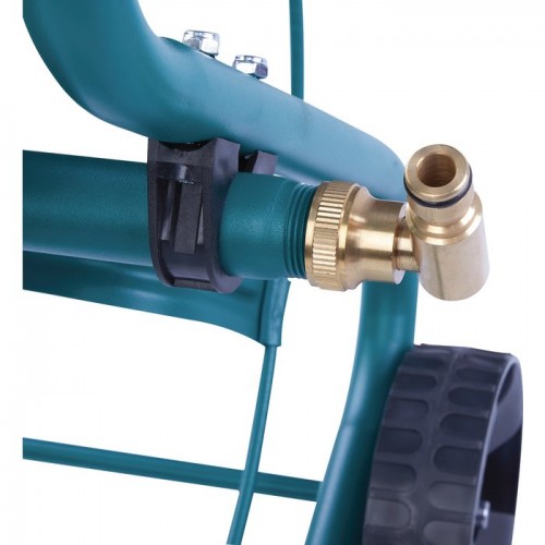 Dévidoir roulant métal epoxy traité anti rouille pour tuyau arrosage 80m CAP VERT 3600075805004