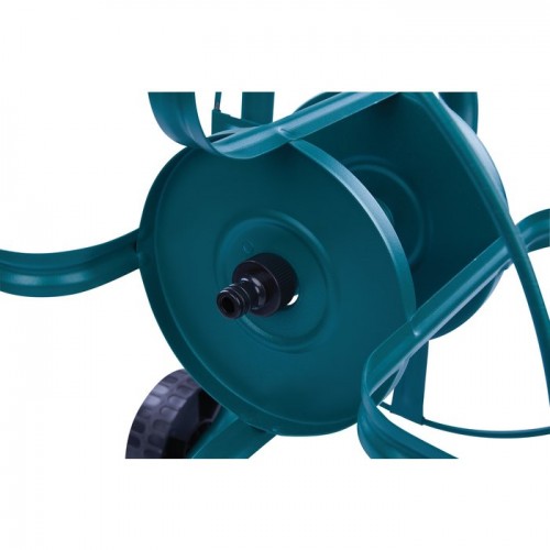 Dévidoir roulant métal epoxy traité anti rouille pour tuyau arrosage 60m CAP VERT 3600075805028