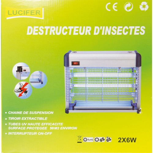 Destructeur d' insectes électrique désinsectiseur 2 tube UV 2x6w MASY 3366440000671