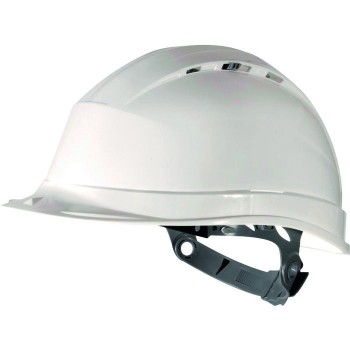 Casque ventilé protection de chantier serrage glissière réglable blanc DELTA PLUS 3295249124571