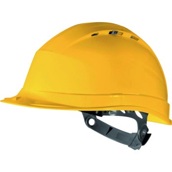 Casque ventilé protection de chantier serrage glissière réglable jaune DELTA PLUS 3295249124595