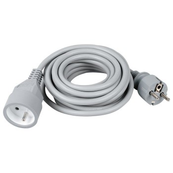 Rallonge prolongateur électrique câble gris 3 mètres fiche M-F 16A DHOME 3600072430292