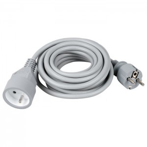 Rallonge prolongateur électrique câble gris 5 mètres fiche M-F 16A DHOME 3600072430308