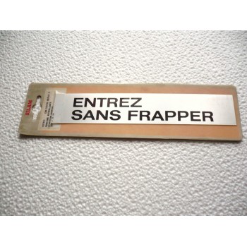 plaque ENTREZ SANS FRAPPER enseigne autocollante 204 x 38 mm aluminium anodisé 3297868374412