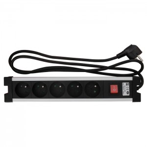 Bloc multiprise design noir avec interrupteur 5 prises 2P+T 16A câble 1.5M 3x1mm² DHOME 3600074082994