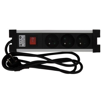 Bloc multiprise design noir avec interrupteur 3 prises 2P+T 16A câble 1.5M 3x1mm² DHOME 3600074082963