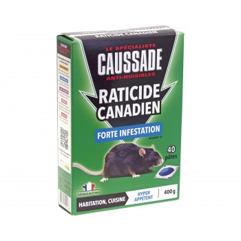 Lot 40 pâtes sachet raticide canadien forte infestation rats forte appétence 100g CAUSSADE 3664715022466
