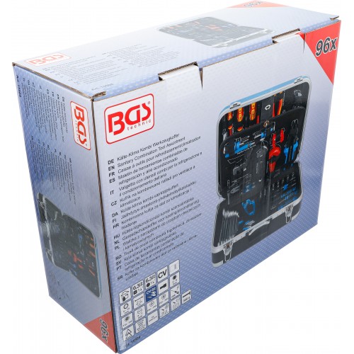 Caisse 86 outils spécial frigoriste climatisation tournevis pince marteau clé douille mètre BGS TECHNIC 4048769060527