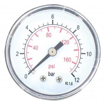 Manomètre axial pour pompe mesure pression eau filetage 8x13mm 12 bars CAP VERT 3600074911126