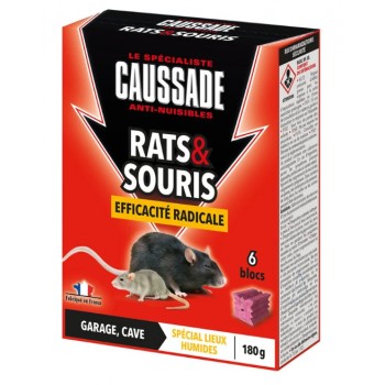 Lot 6 blocs rats souris efficacité radicale 180g CAUSSADE 3664715007661