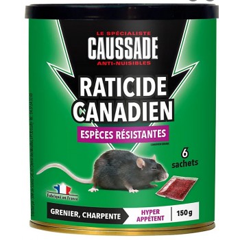 Lot 6 sachets raticide canadien rat espèce résistante céréales 150g CAUSSADE idéal grenier 3664715023050
