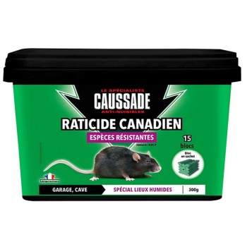Lot 15 blocs raticide canadien espèces résistantes 300g CAUSSADE 3664715012962