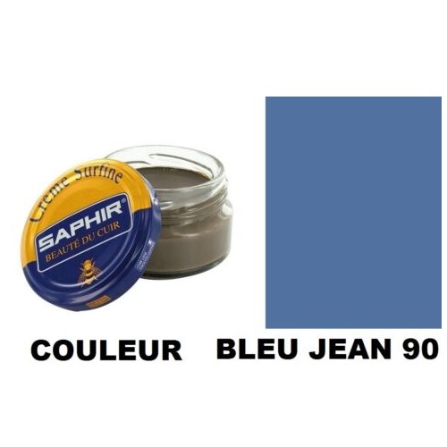 Pommadier crème surfine cirage cuir pot 50ml bleu jean SAPHIR 3324010032903