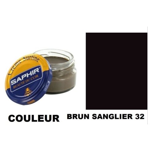 Pommadier crème surfine cirage cuir pot 50ml brun sanglier SAPHIR 3324010032323