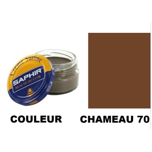 Pommadier crème surfine cirage cuir pot 50ml chameau SAPHIR 3324010032705