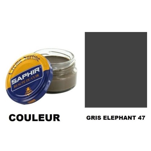 Pommadier crème surfine cirage cuir pot 50ml gris éléphant SAPHIR 3324010032477