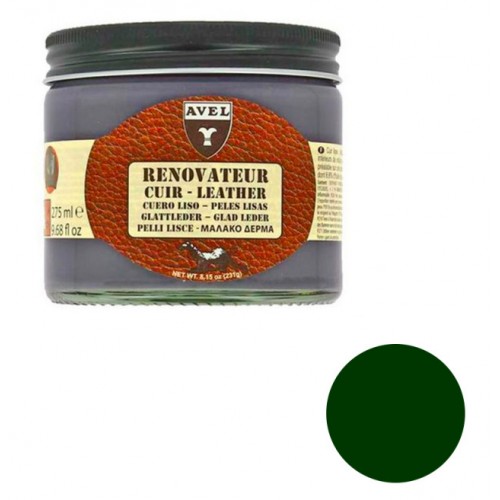 Baume rénovateur crème pâte cuir vert foncé nourrit protège recolore pot 275ml AVEL 3324014052204