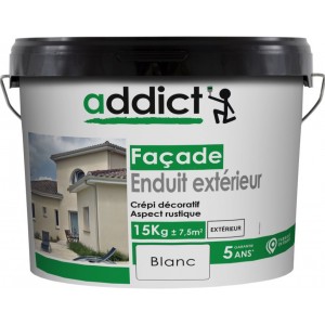 Crépi rustique extérieur façade supports irréguliers Blanc ADDICT 15 Kg 3661521117140